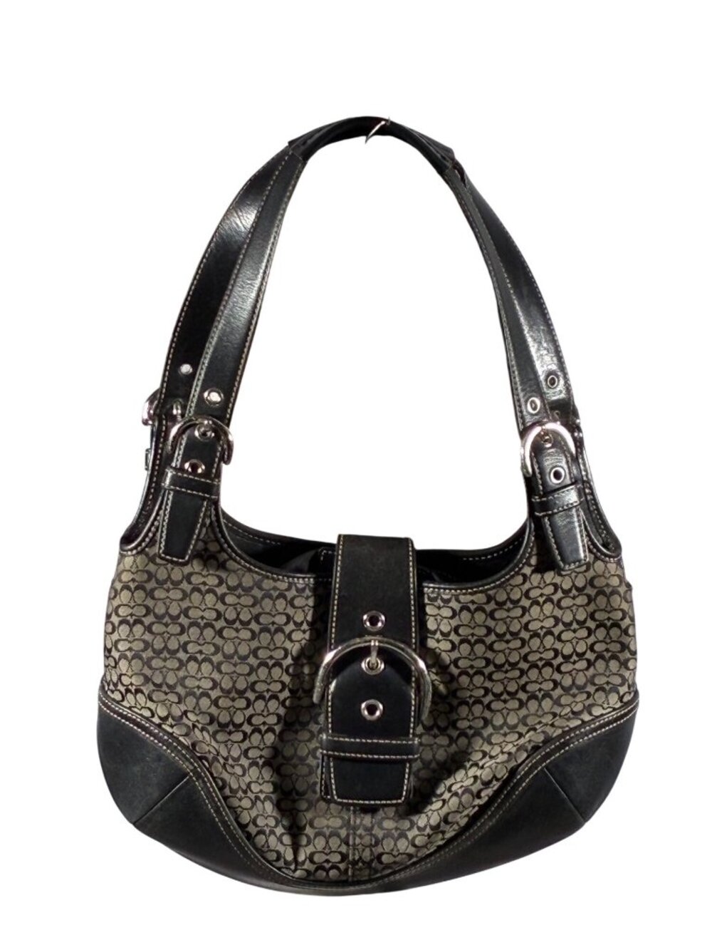 Vintage Coach 7074 Soho Hobo Shoulder bag Signature Canvas Leather Trim
